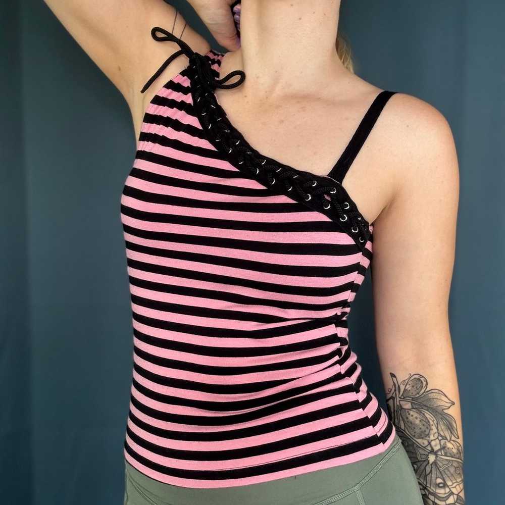 Vintage 90s/Y2K BLEST Stripe Asymmetrical Tank Top - image 2