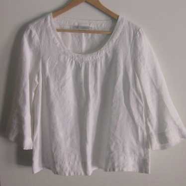 Cotton Hot Cotton White Linen Blouse Size S