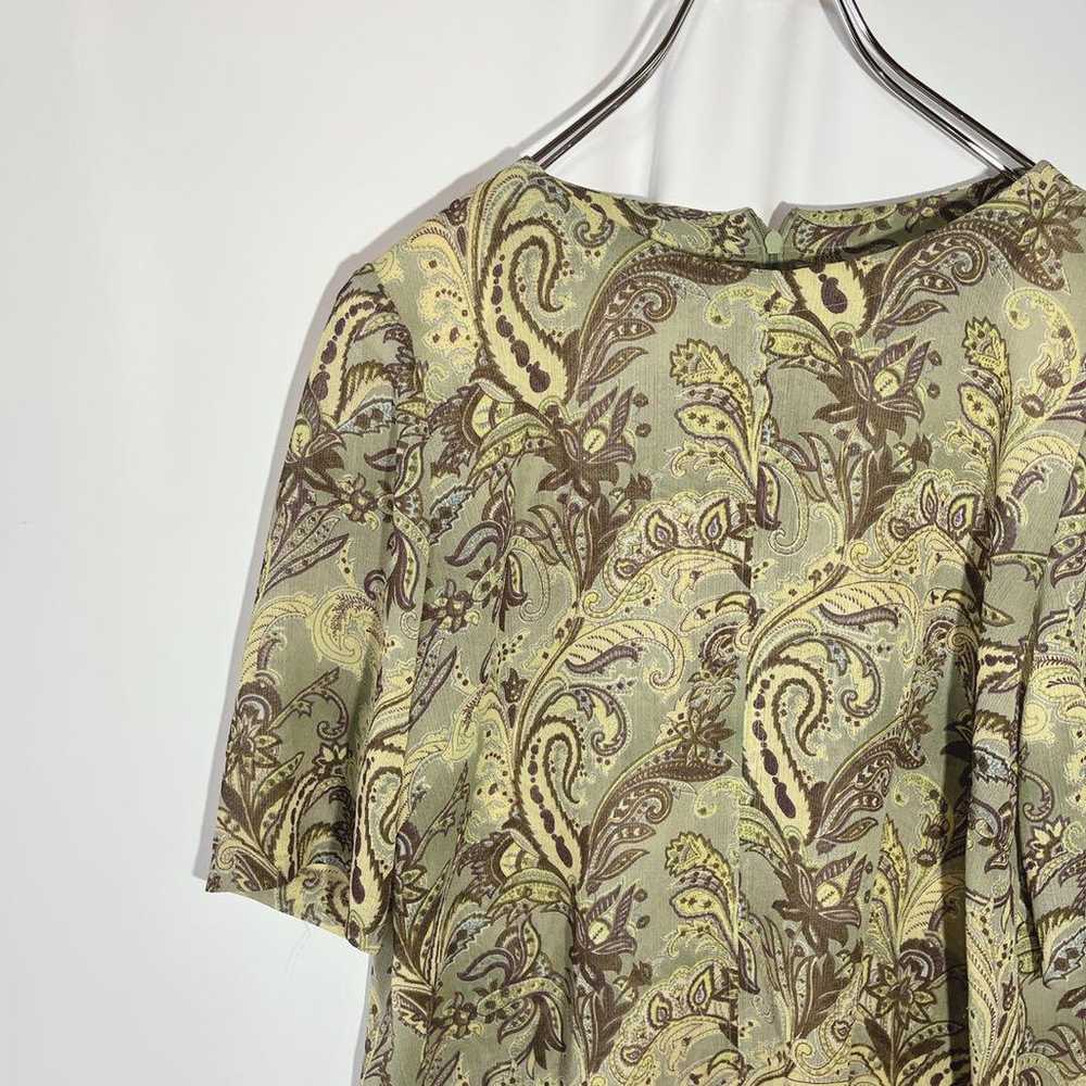 Vintage shirt, half sleeves, paisley pattern, kha… - image 1