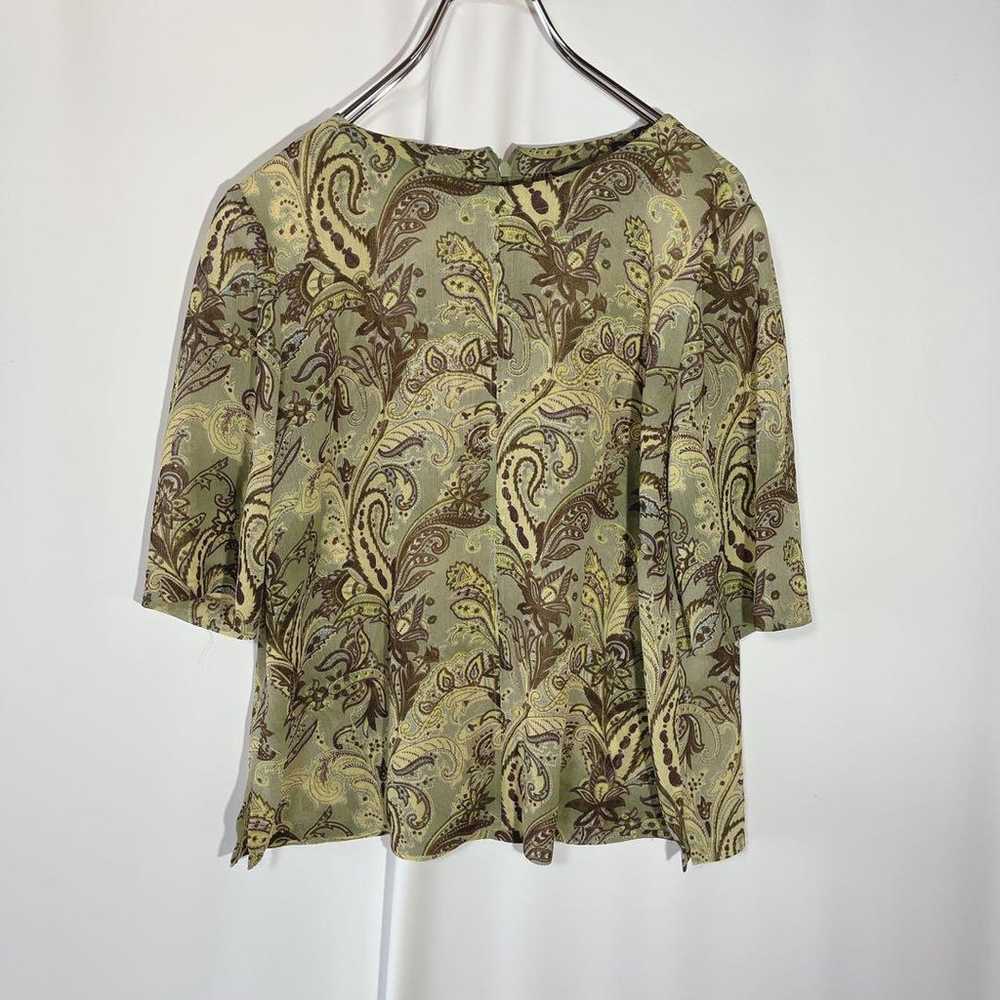 Vintage shirt, half sleeves, paisley pattern, kha… - image 2