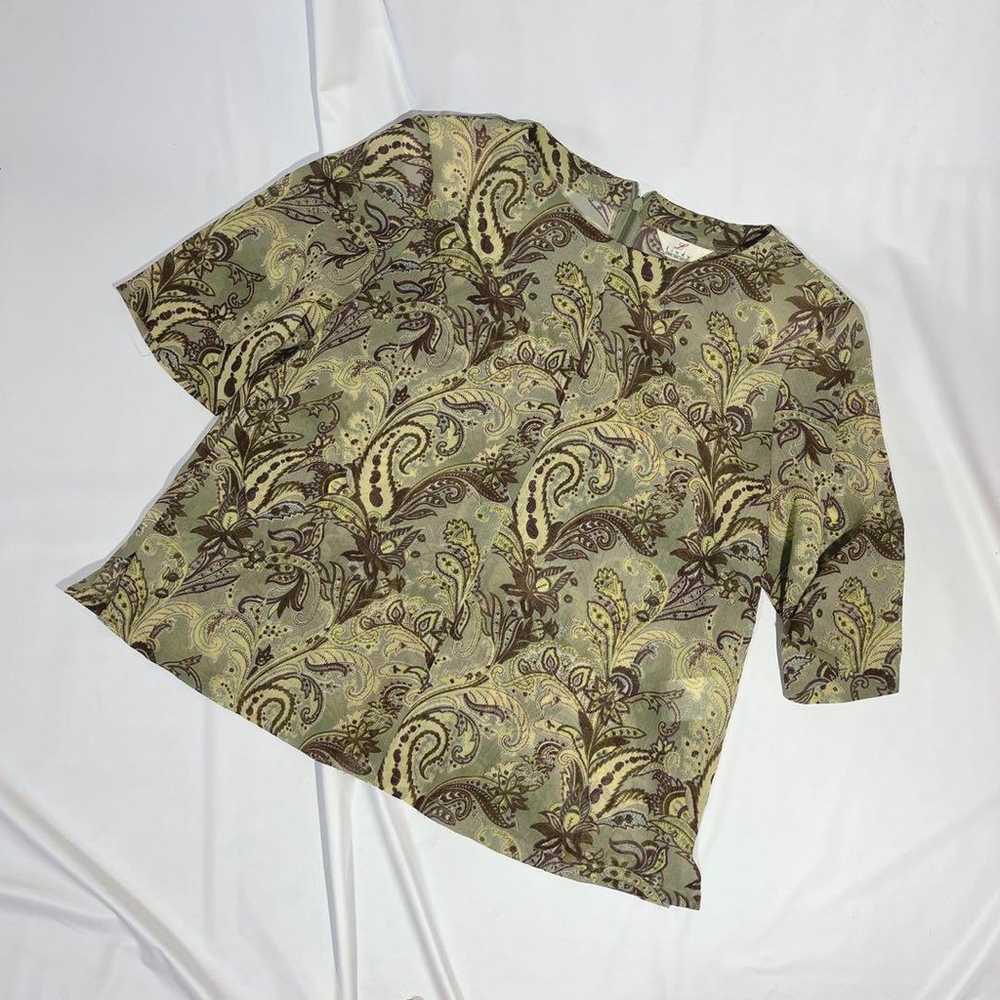 Vintage shirt, half sleeves, paisley pattern, kha… - image 9