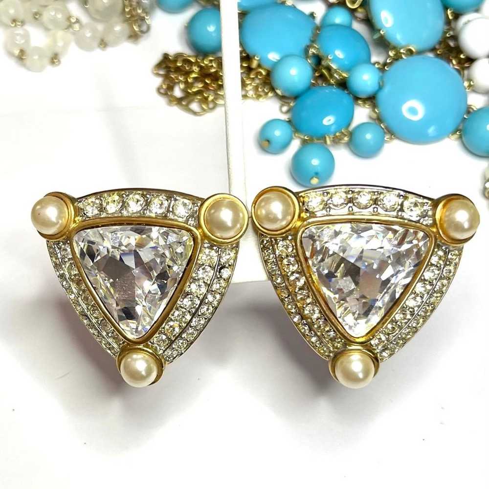 Vintage Earrings SIGNED CRAFT Gem-Craft Rhineston… - image 2