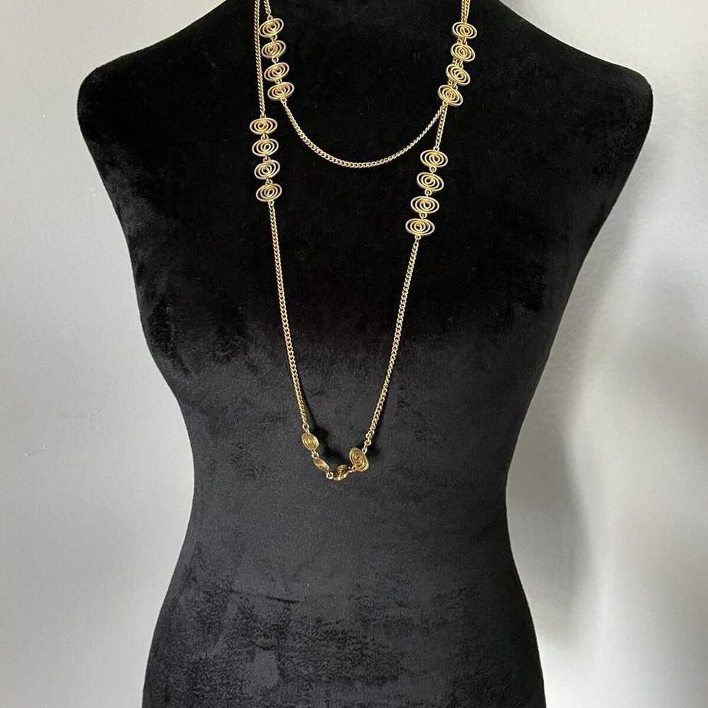 Vintage Gold Tone Chain Necklace 1970s Womens fas… - image 5