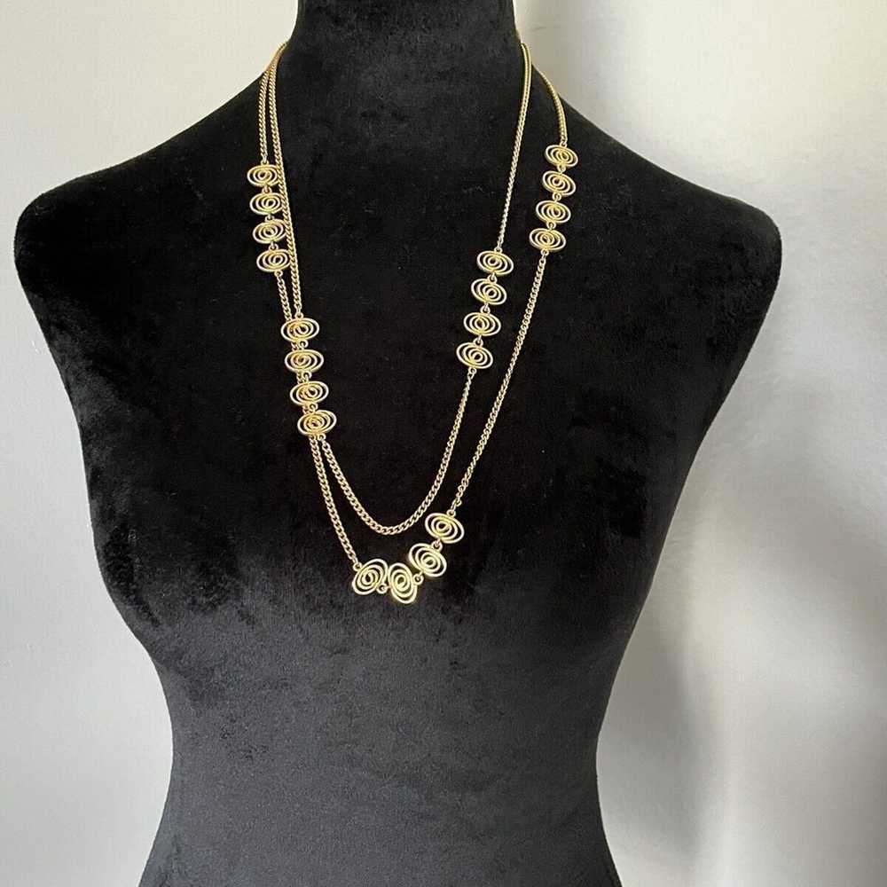 Vintage Gold Tone Chain Necklace 1970s Womens fas… - image 6