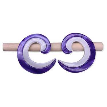 Vintage 80s Purple and White Curl Earrings - image 1