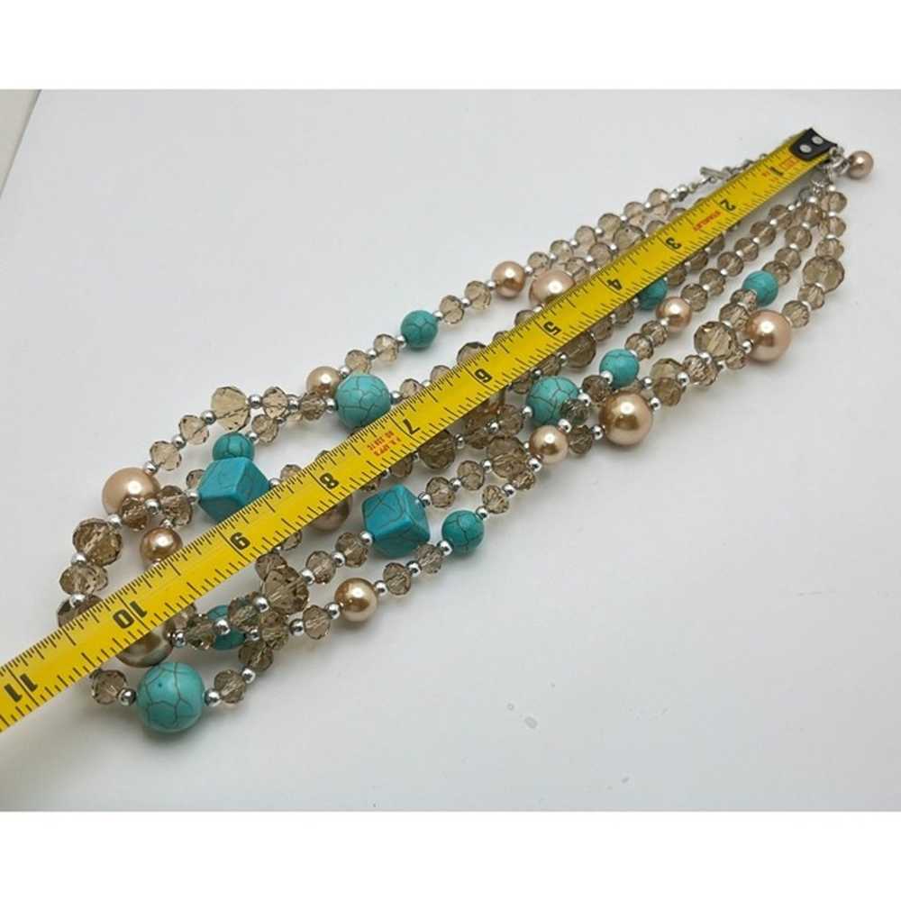 Vintage Beaded Layered Necklace Faux Turquoise Gr… - image 3