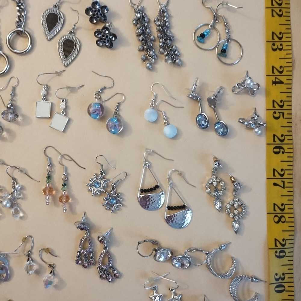 earring Lot 26 pairs silver tone - image 4