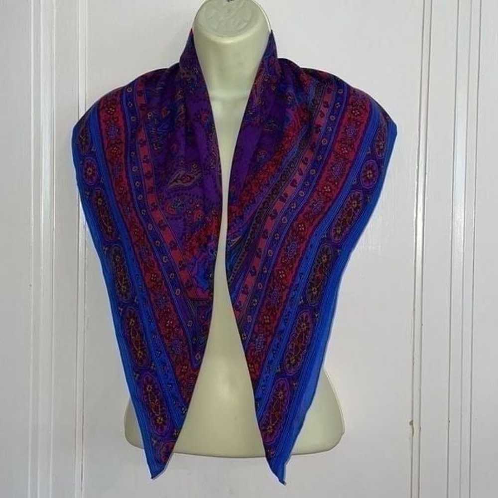 Vtg 70s Liz Claiborne purple, blue, red & pink pa… - image 7