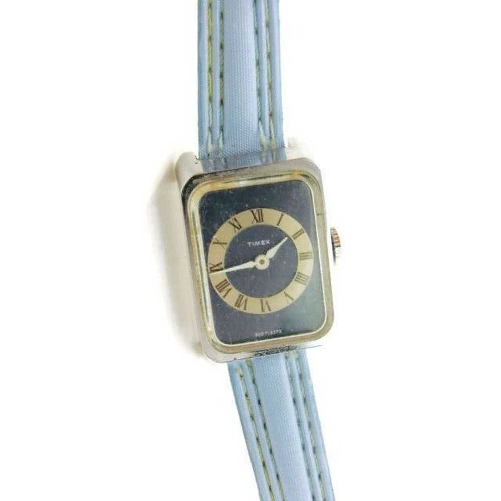 Timex Wind Up New Baby Blue Leather Band Vintage … - image 1