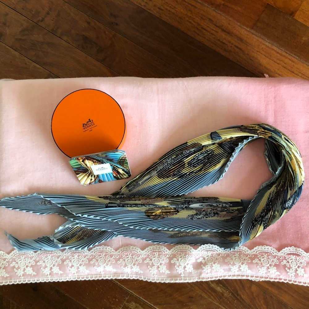 HERMES 100% Silk Pleated Scarf Vintage - image 2