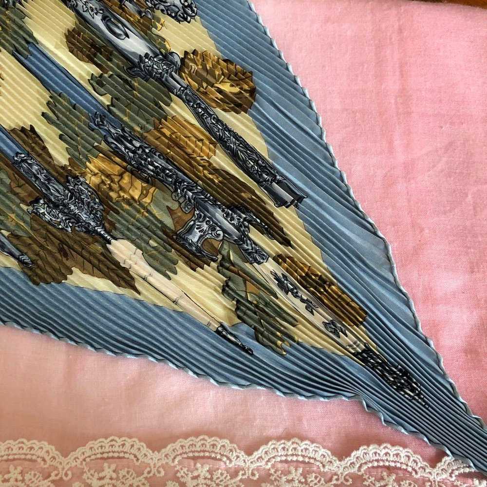 HERMES 100% Silk Pleated Scarf Vintage - image 3