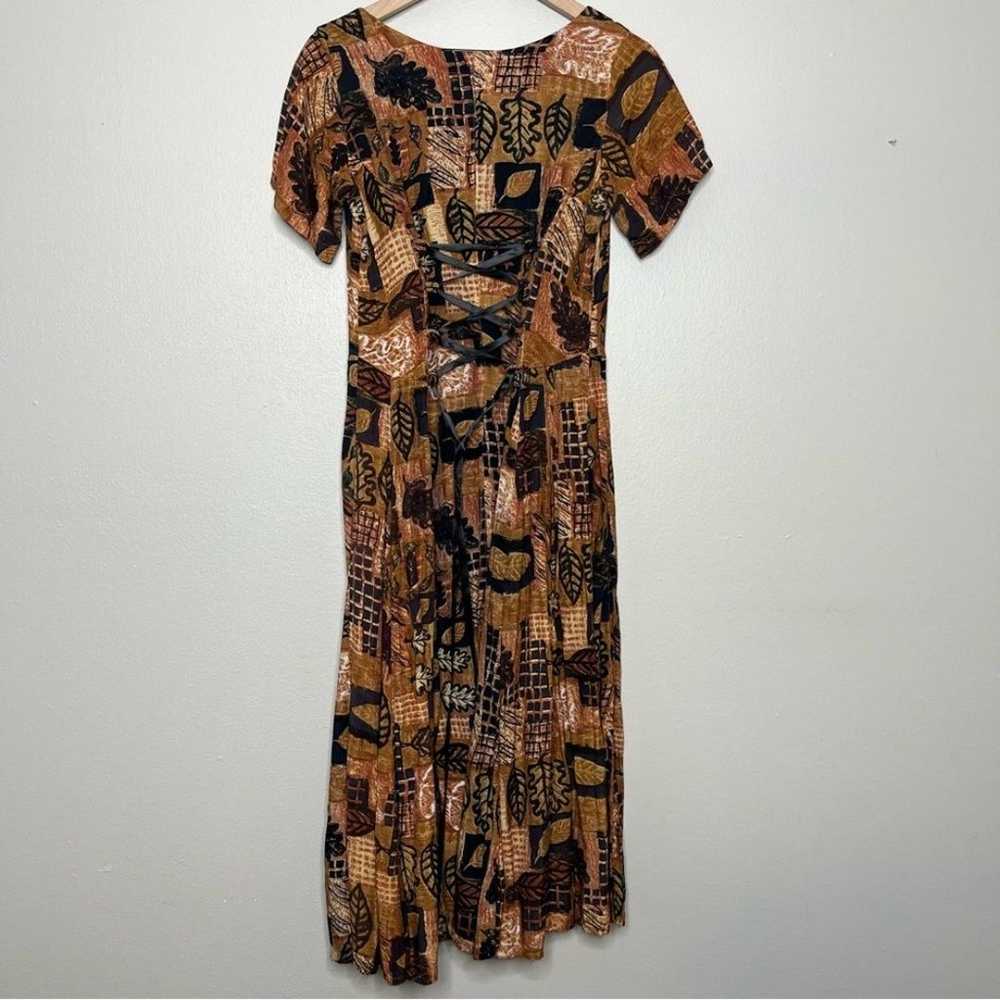 VTG Women Dress Small Midi Fall Autumn Button Fro… - image 10