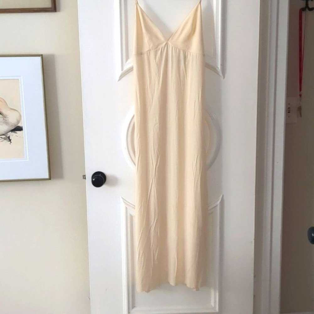 Vintage Backless Slip Dress Small Cream Satin Fai… - image 1