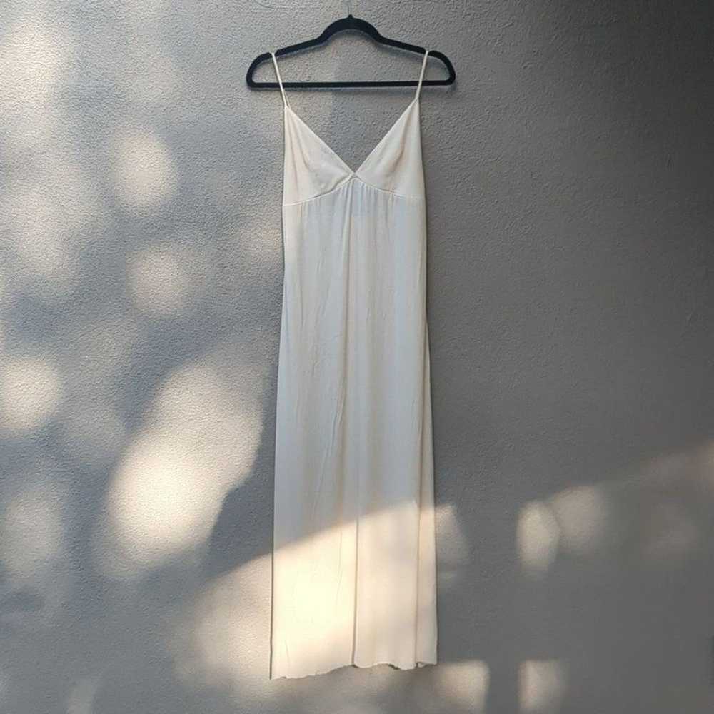 Vintage Backless Slip Dress Small Cream Satin Fai… - image 2