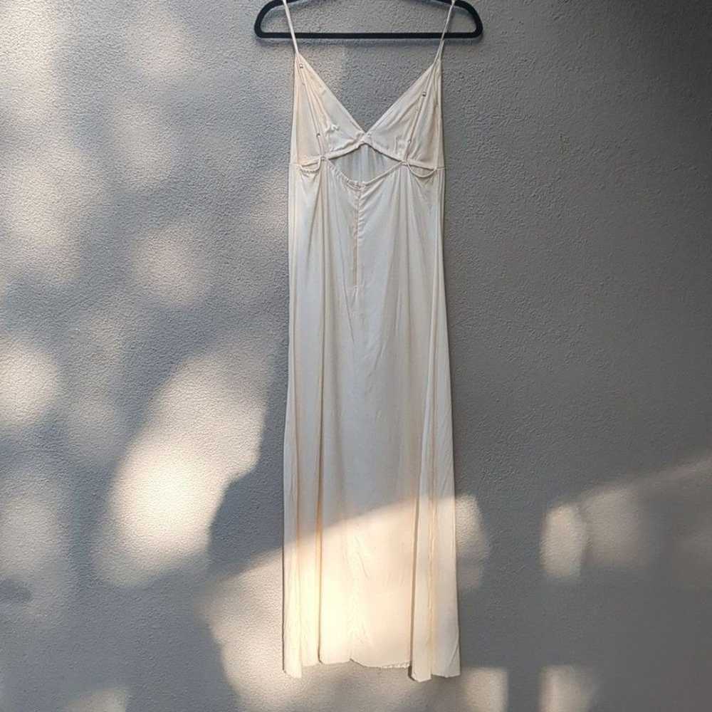 Vintage Backless Slip Dress Small Cream Satin Fai… - image 5