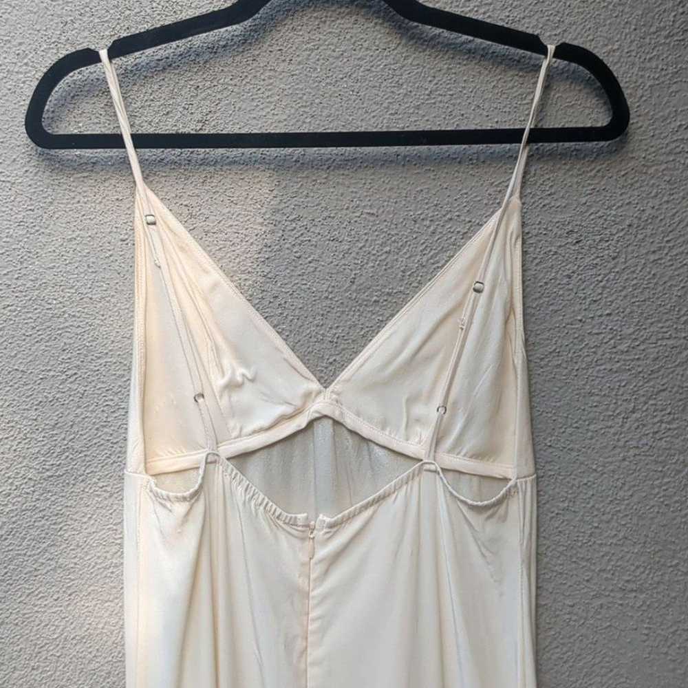 Vintage Backless Slip Dress Small Cream Satin Fai… - image 6