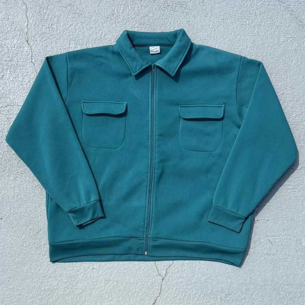 America × Rare × Vintage Vintage 90s Teal Zip Up … - image 1