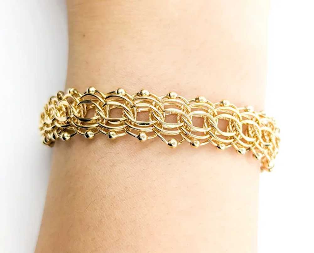 Ornate Woven Flex Link Bracelet in Yellow Gold - image 2