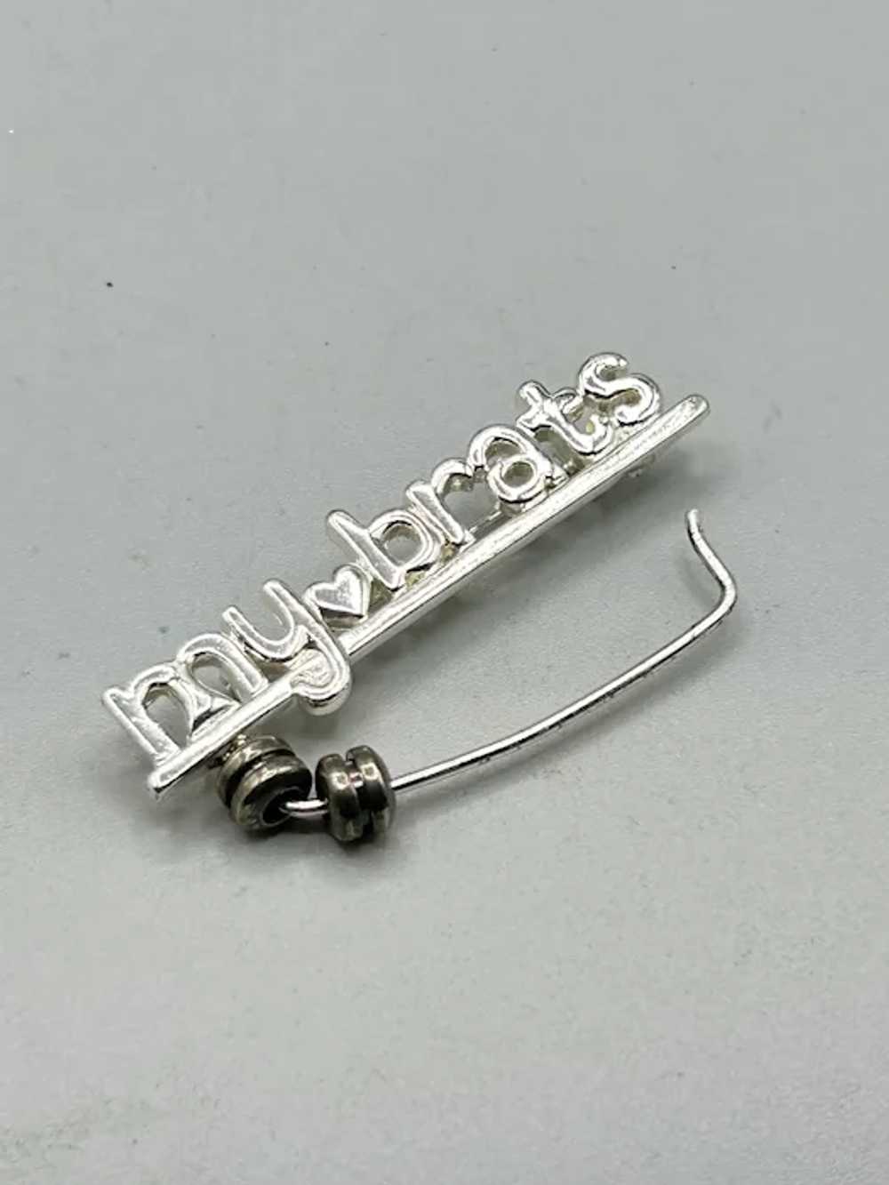 Vintage Brats Silver Tone K.I.S. Pin Brooch Charm… - image 2