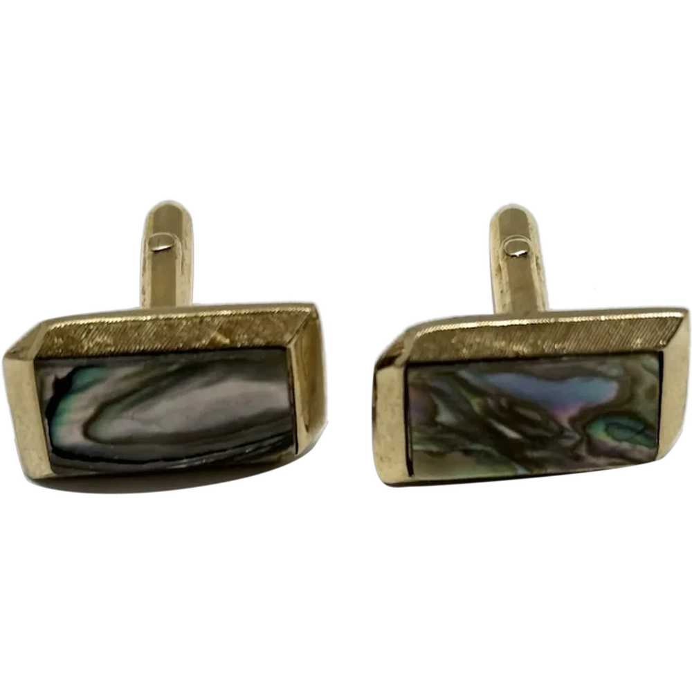 Vintage Swank unisex Abalone shell cufflinks - image 1