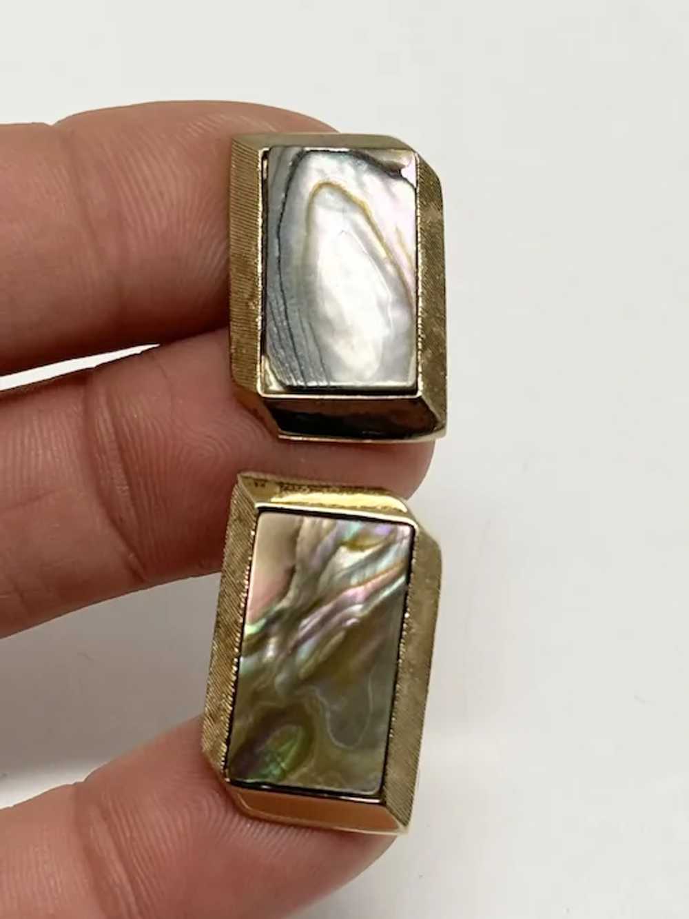 Vintage Swank unisex Abalone shell cufflinks - image 2