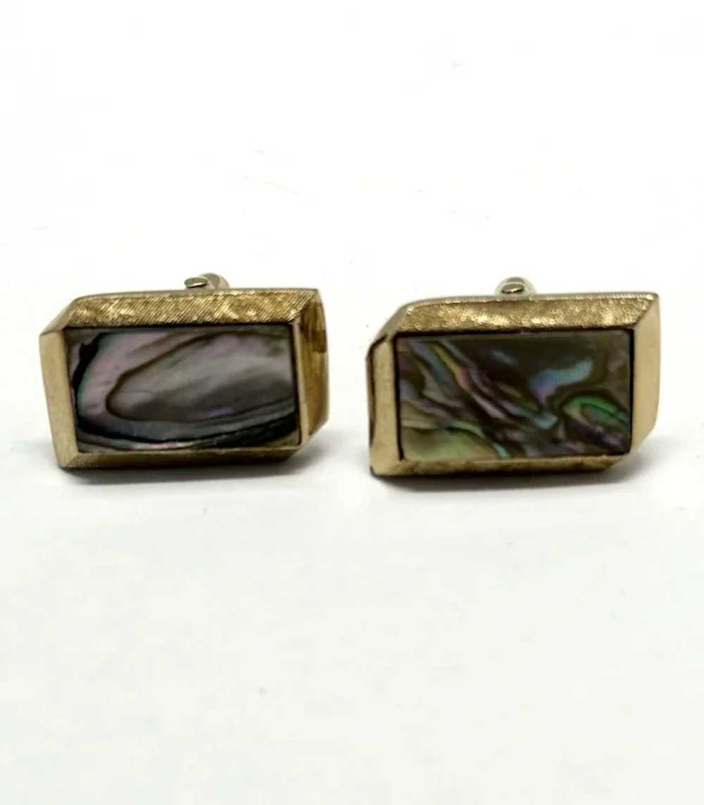 Vintage Swank unisex Abalone shell cufflinks - image 3