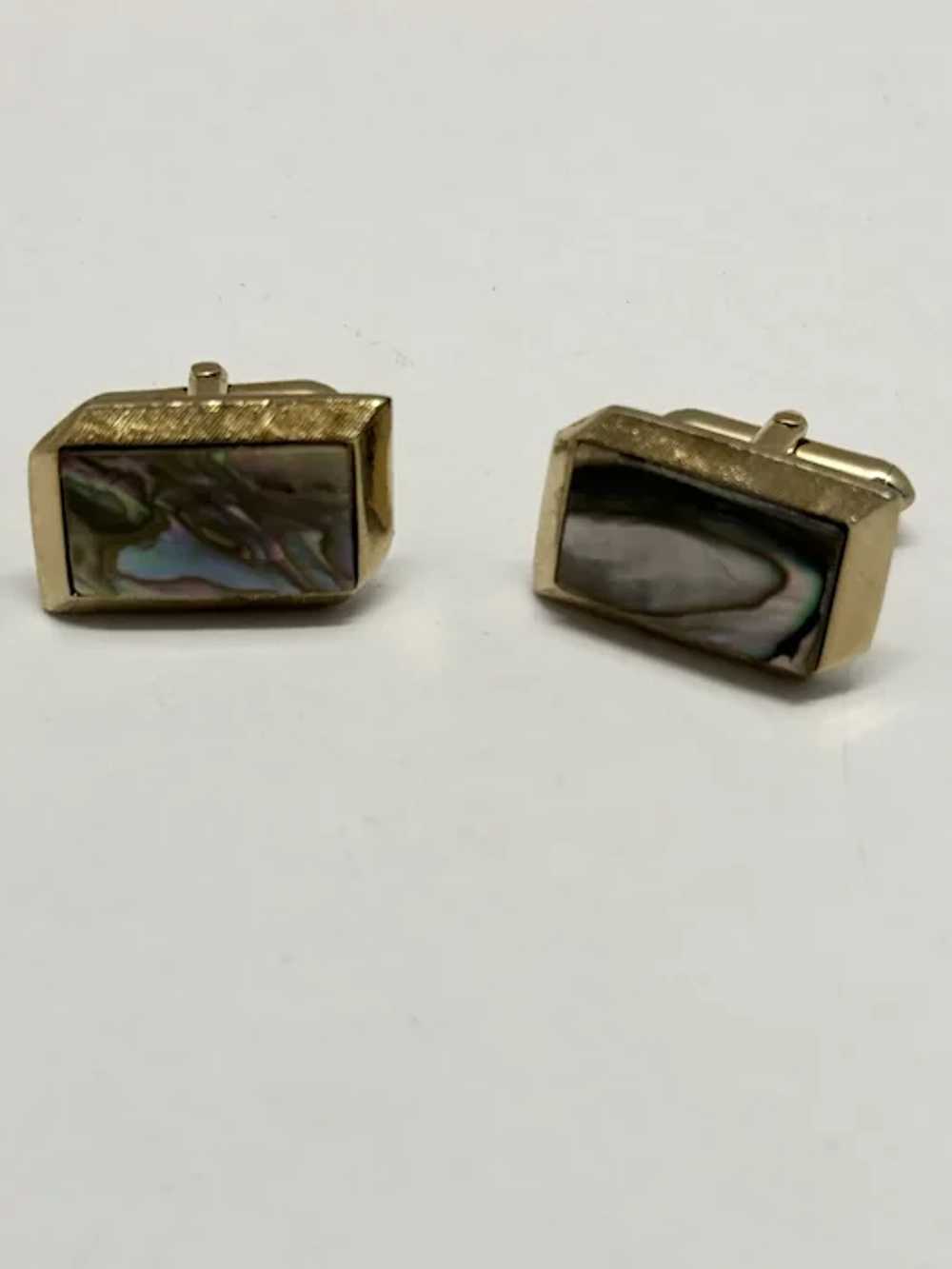 Vintage Swank unisex Abalone shell cufflinks - image 5