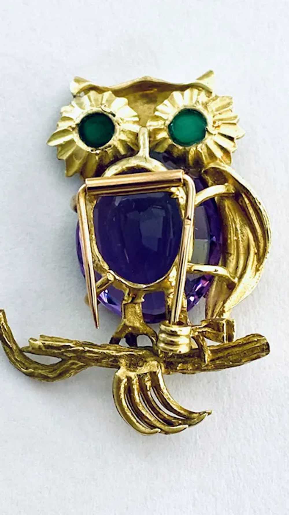 Eighteen Karat Yellow Gold Vintage Amethyst Owl B… - image 7