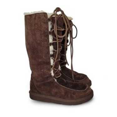 Ugg Uptown Lace-Up Sheepskin Boots 6 Dark Brown 5… - image 1