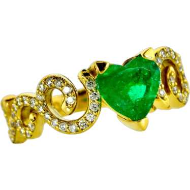 18k & Fine Emerald and Diamond Contemporary Ring