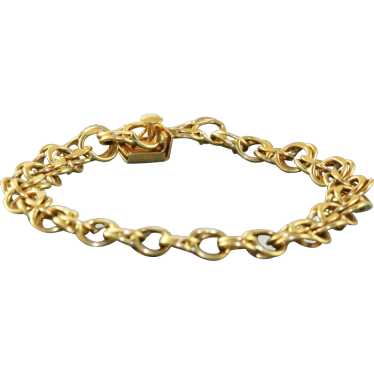 Estate 14K Double Link Charm Bracelet - image 1