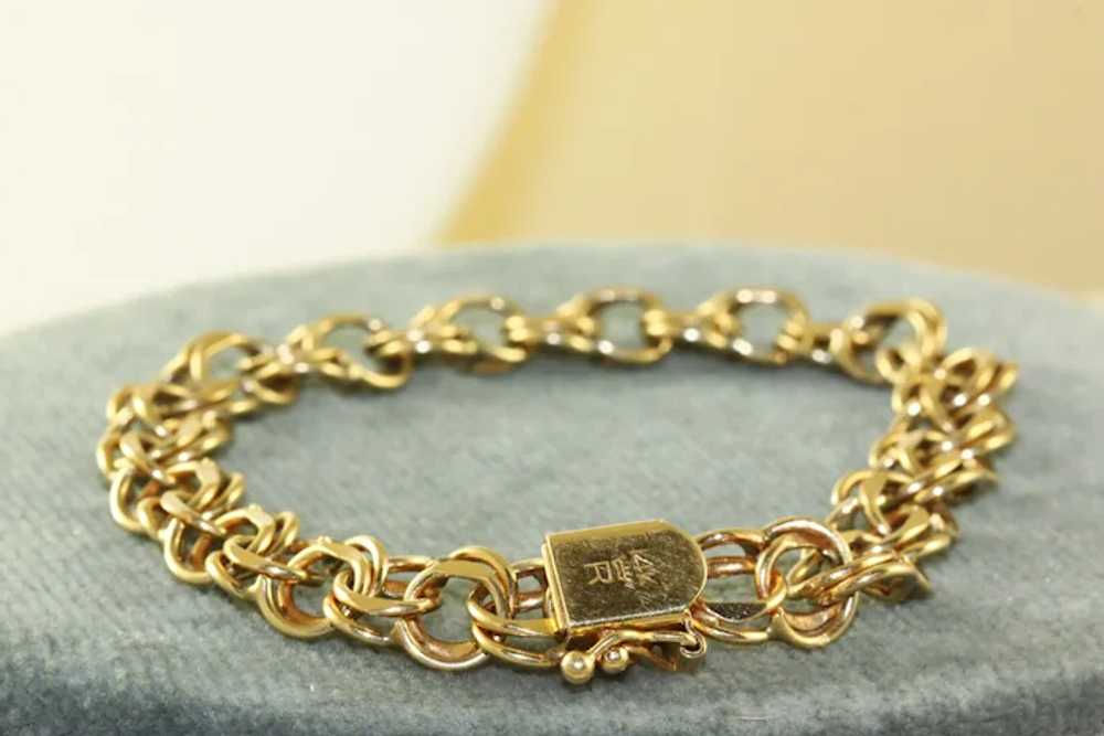 Estate 14K Double Link Charm Bracelet - image 2