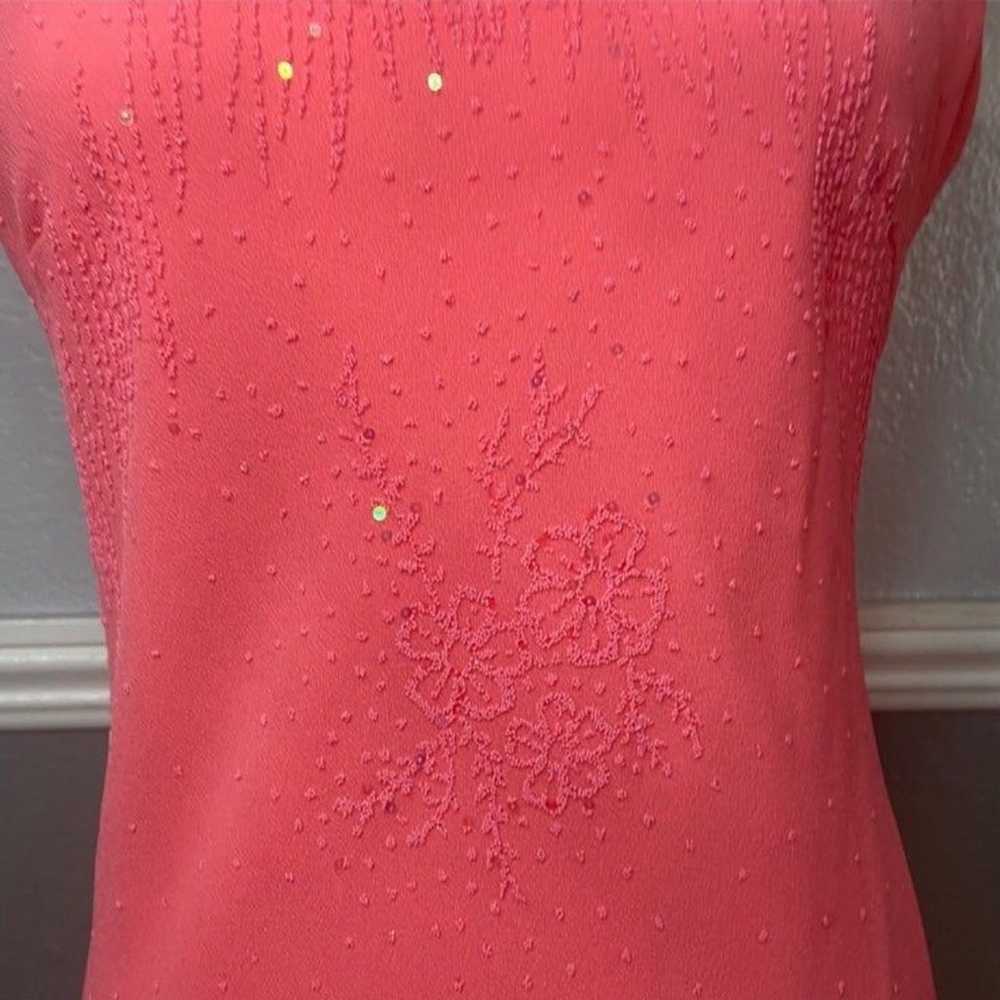 y2k coral pink beaded iridescent maxi dress prom … - image 4