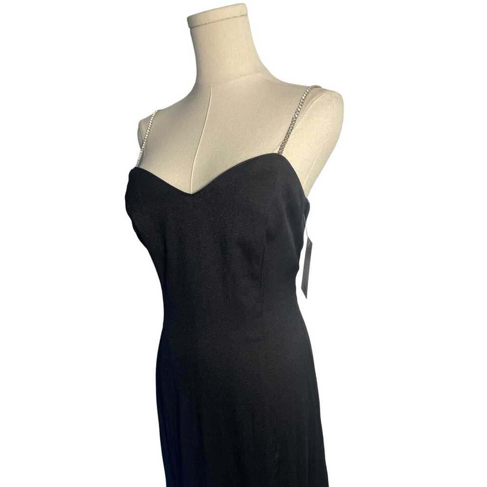 vintage 90s formal black side slit dress rhinesto… - image 2