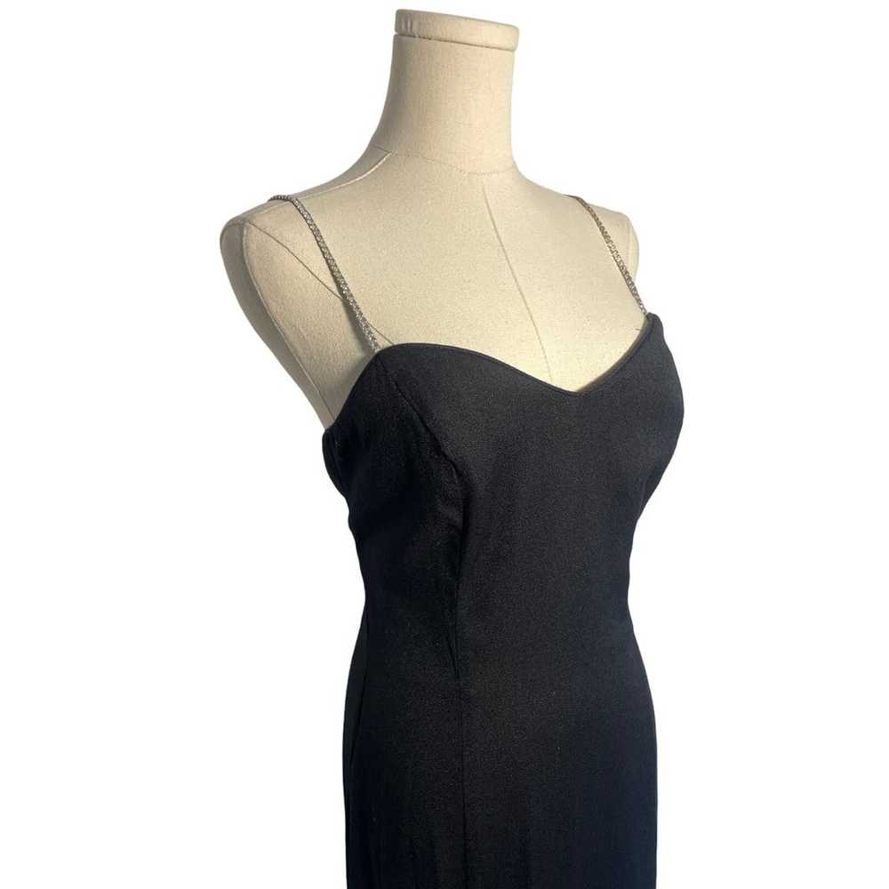 vintage 90s formal black side slit dress rhinesto… - image 3