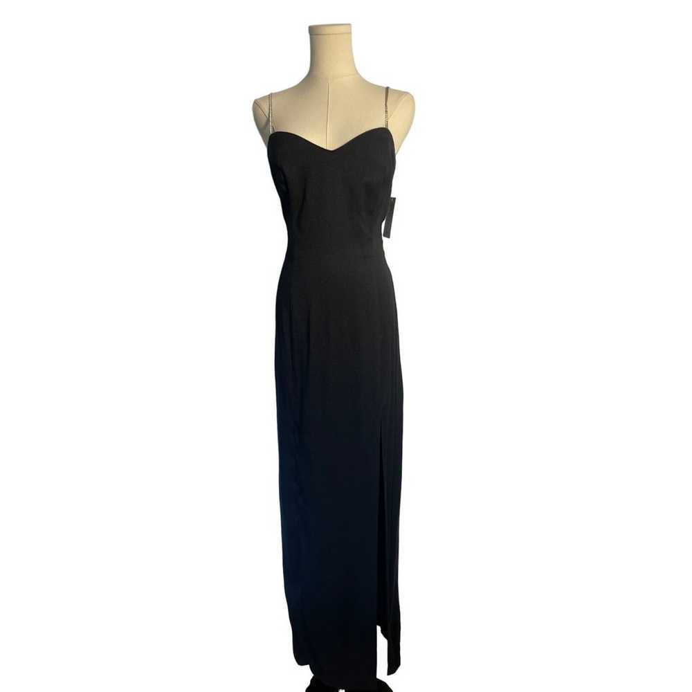 vintage 90s formal black side slit dress rhinesto… - image 4