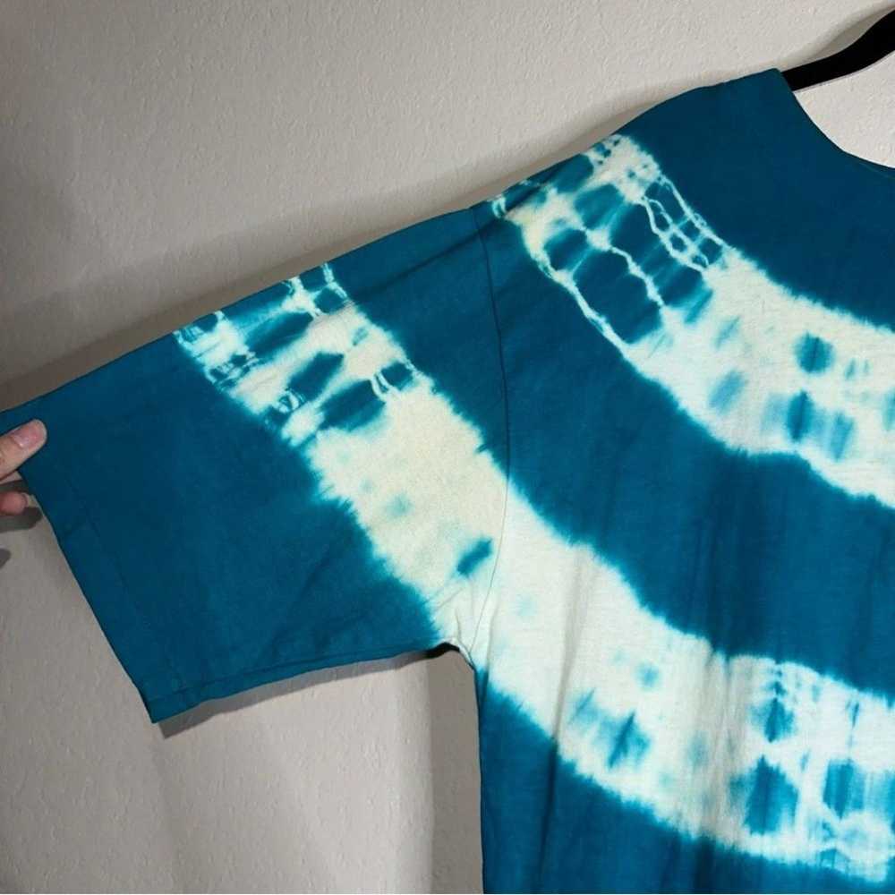 VINTAGE Blue Cactus teal blue and white tie dye t… - image 5