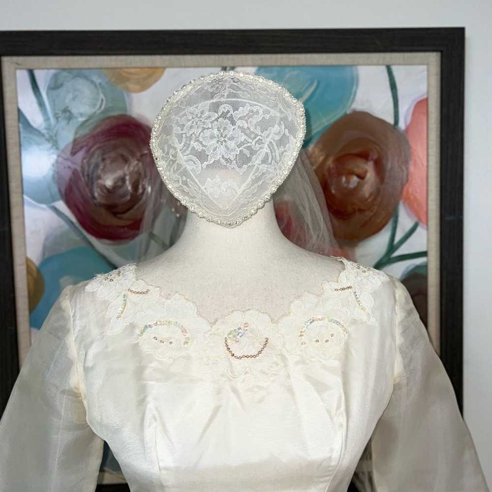 Beautiful Preserved Vintage 1950s/60s Organza Wed… - image 5