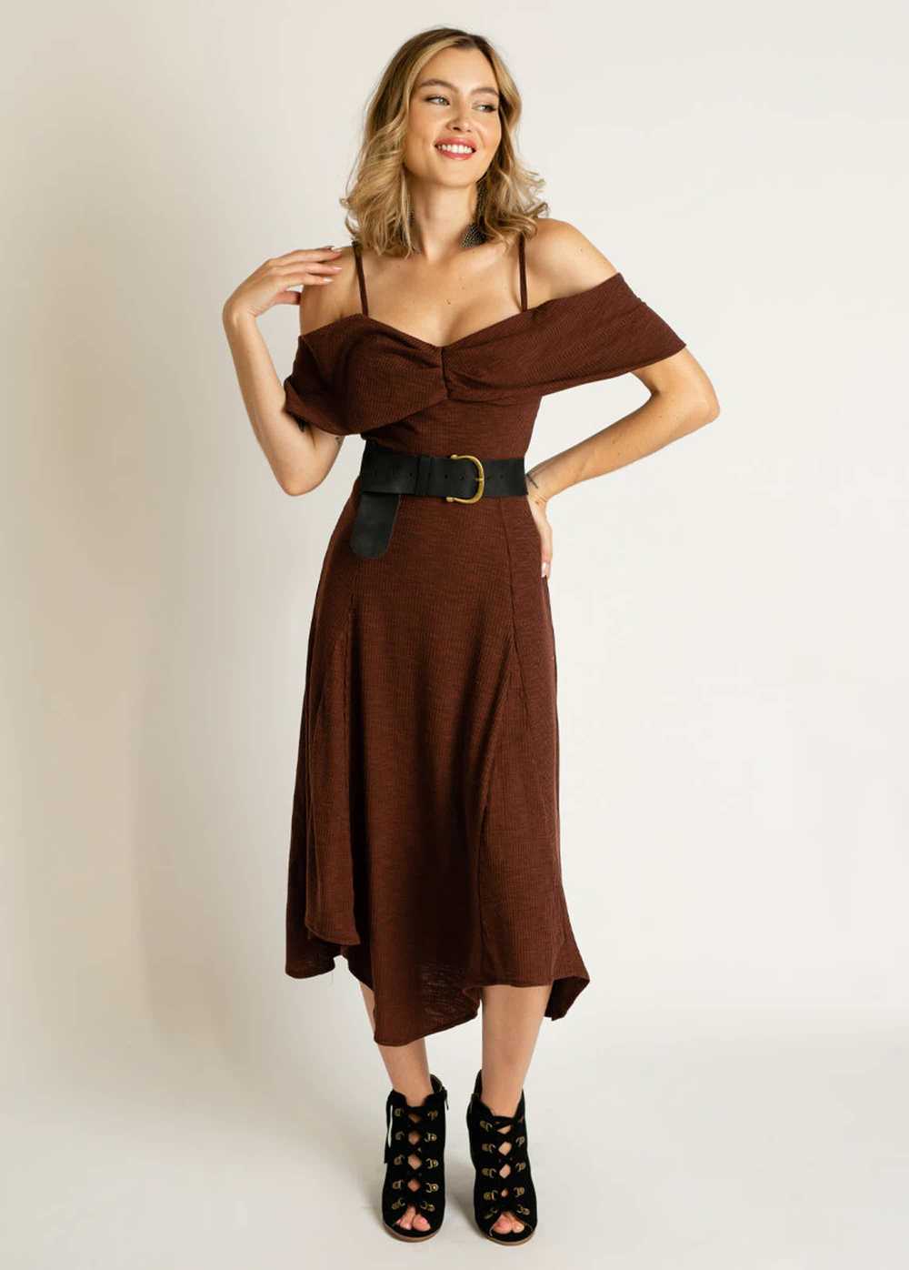 Joyfolie Madorah Dress in Redwood - image 1