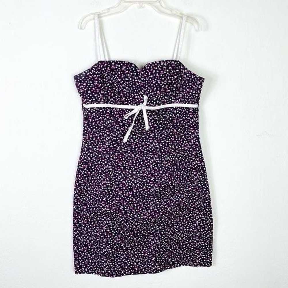 Vintage y2k Aqua Blues Pink & Black Polka Dot Sle… - image 3