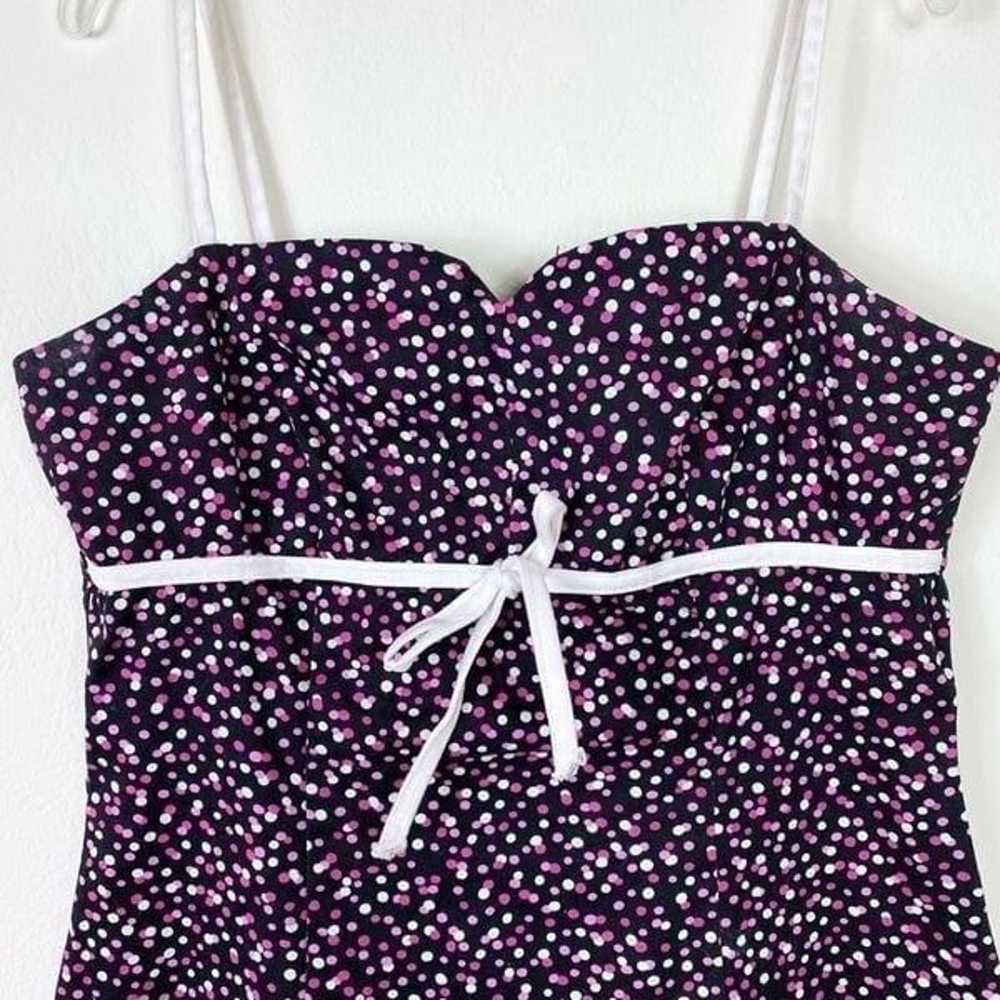 Vintage y2k Aqua Blues Pink & Black Polka Dot Sle… - image 4