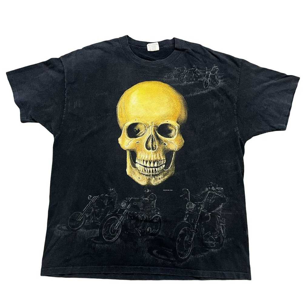 Vintage vintage skull american thunder biker tshi… - image 6