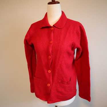 Sag Harbor 100% Wool Vibrant Red Collared Sweater… - image 1