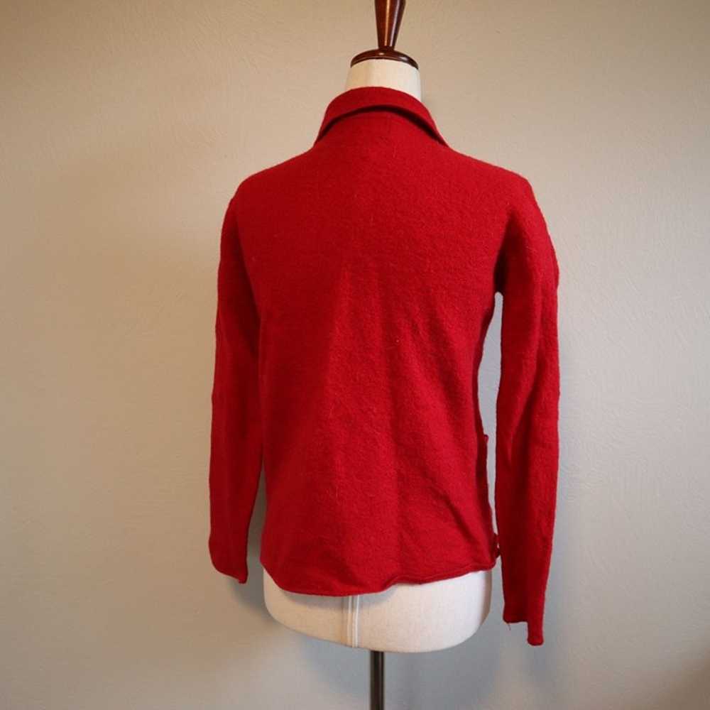 Sag Harbor 100% Wool Vibrant Red Collared Sweater… - image 4