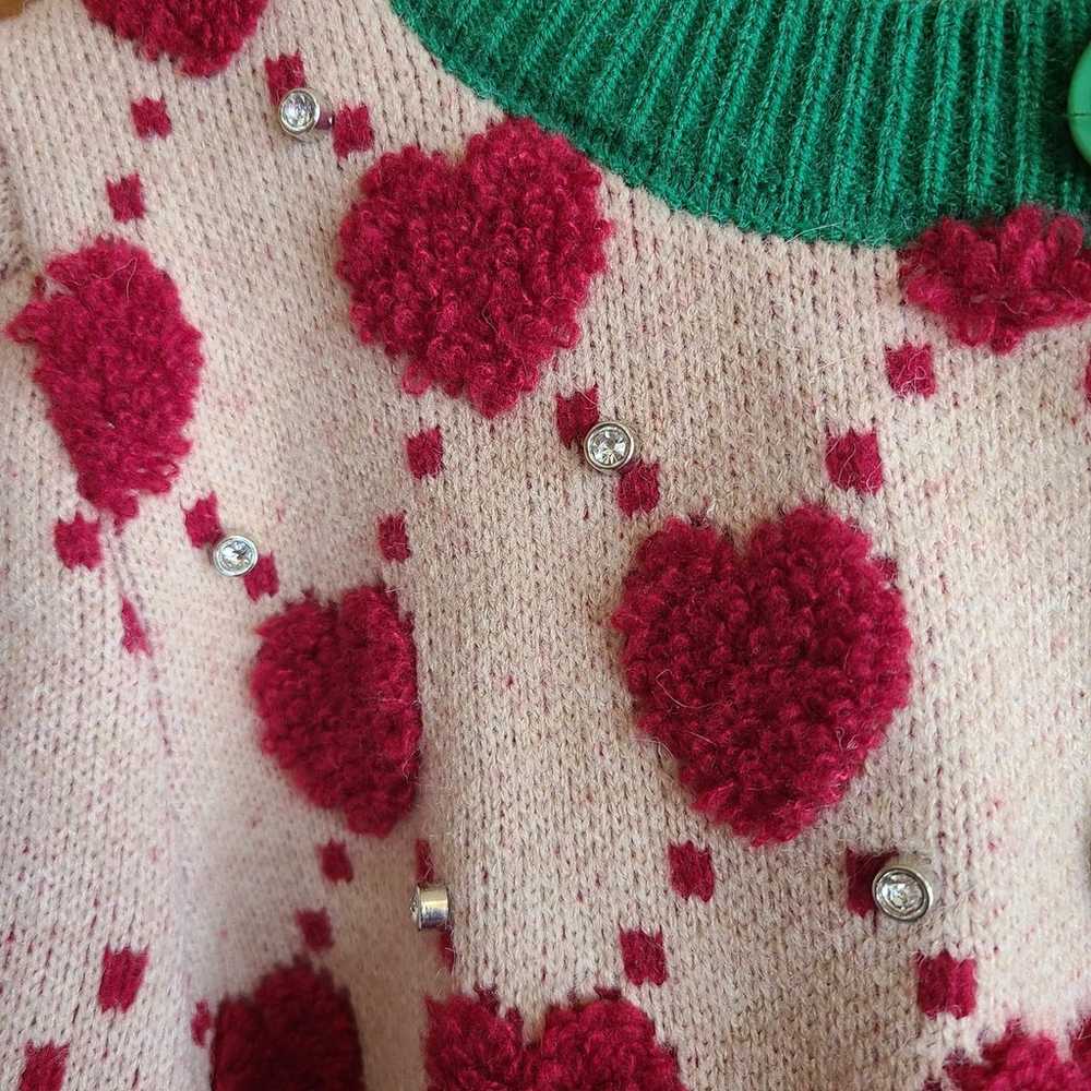 Valentine's Fuzzy Heart Burgundy Oatmeal Green Ca… - image 4