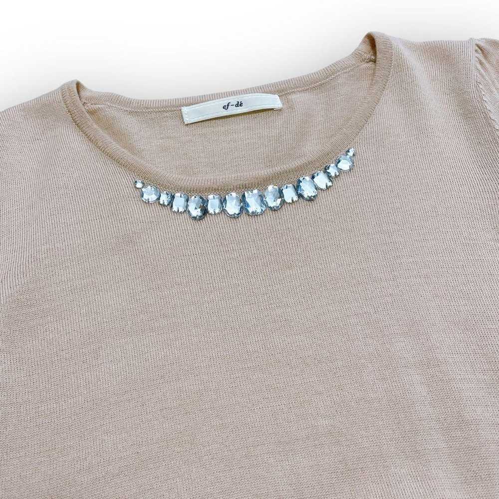 【Excellent Condition】Edif Wool Blend U-Neck Jewel… - image 10