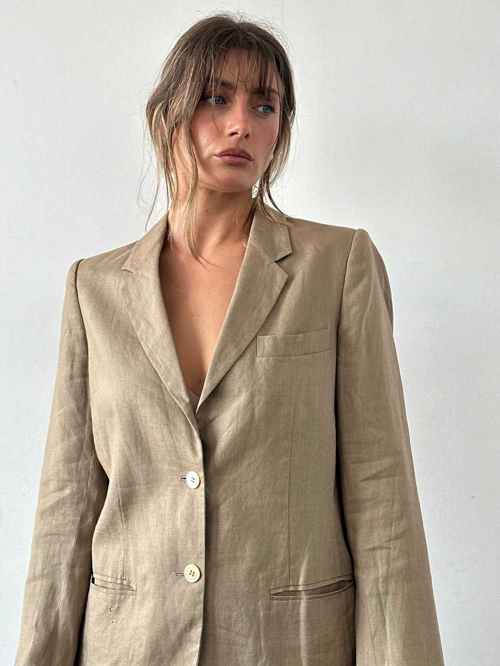 Max Mara 80s Pure Linen Lightweight Single Breast… - image 9