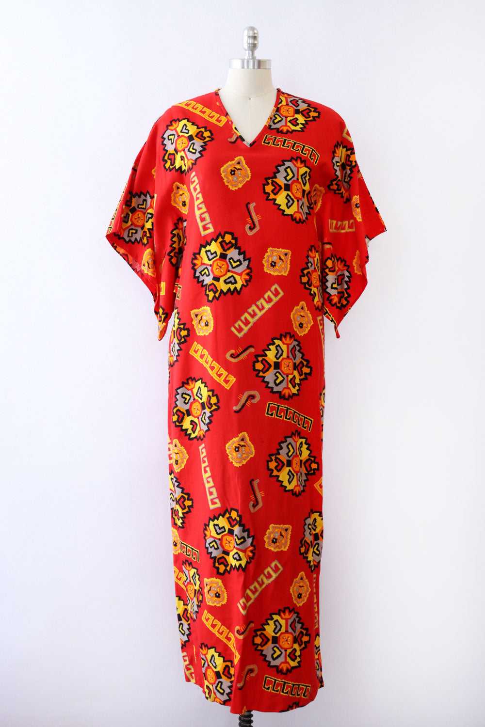 David Brown Fiery Ikat Print Caftan XS/S - image 1