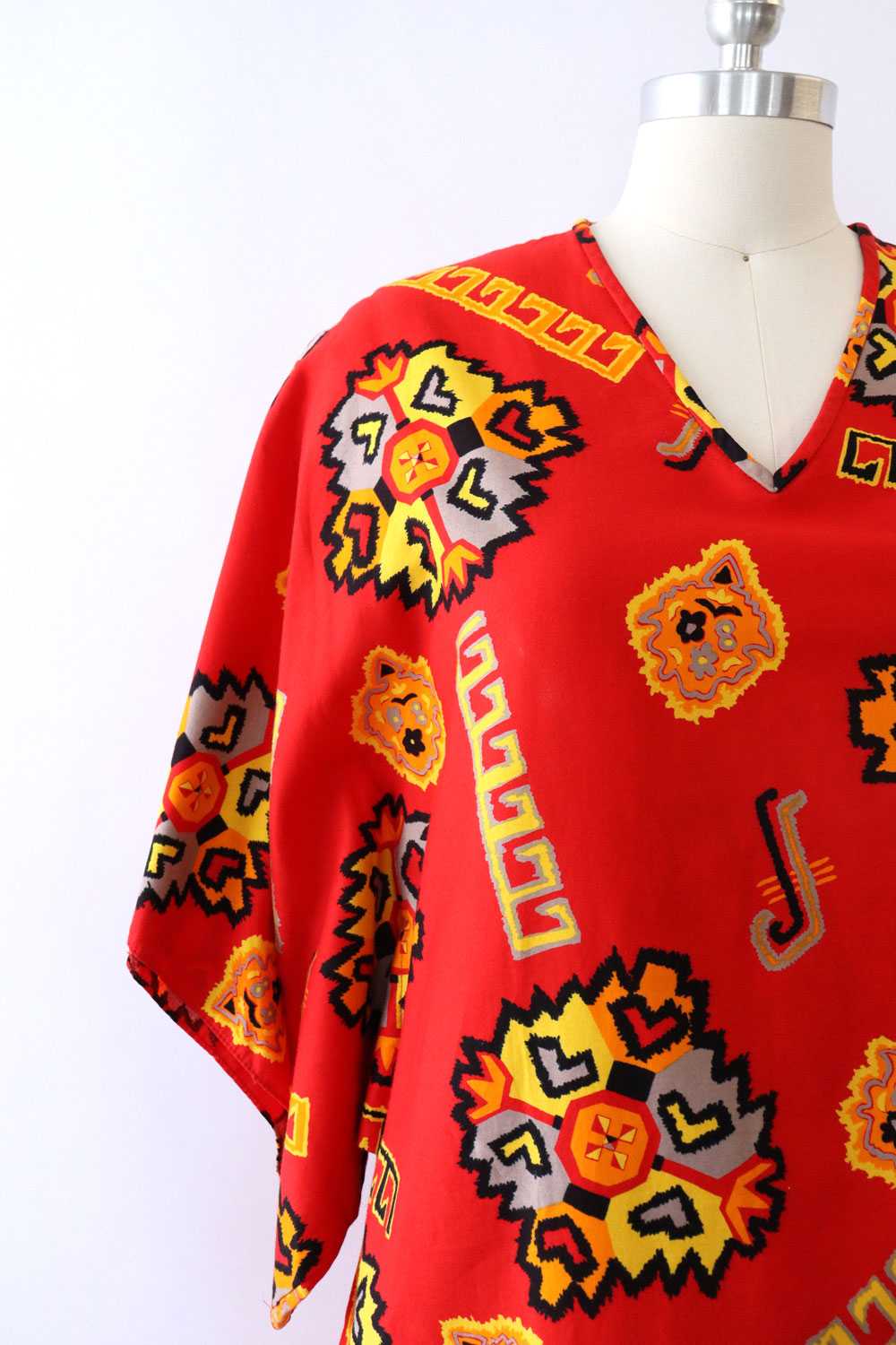 David Brown Fiery Ikat Print Caftan XS/S - image 4