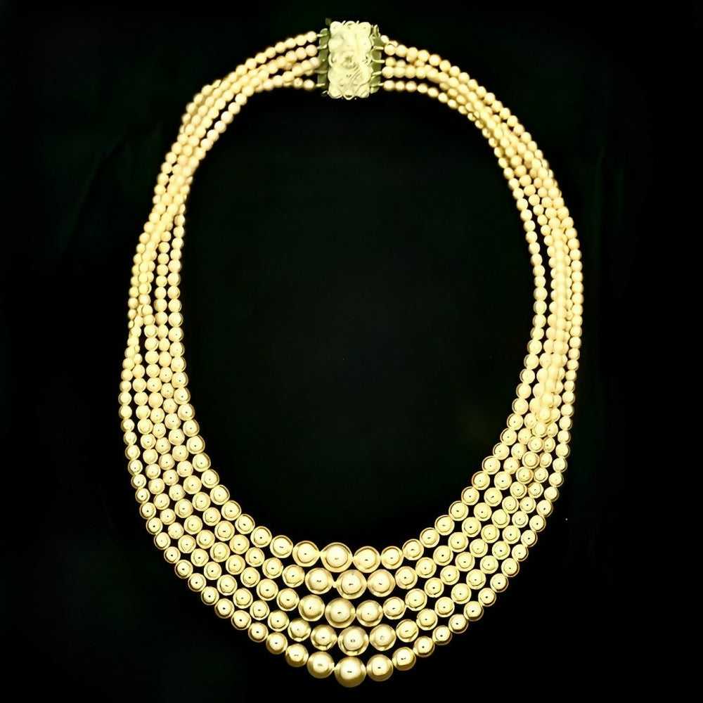 CREAM FAUX PEARL FIVE STRAND NECKLACE WITH RHINES… - image 6